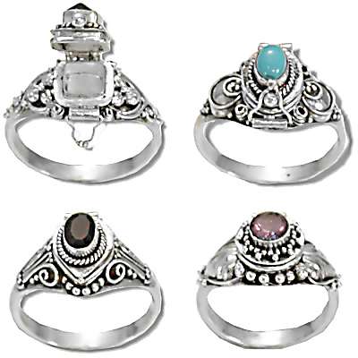 Vintage Wholesale on Accesorios Wholesale Small Sterling Silver Poison Rings Cabochon